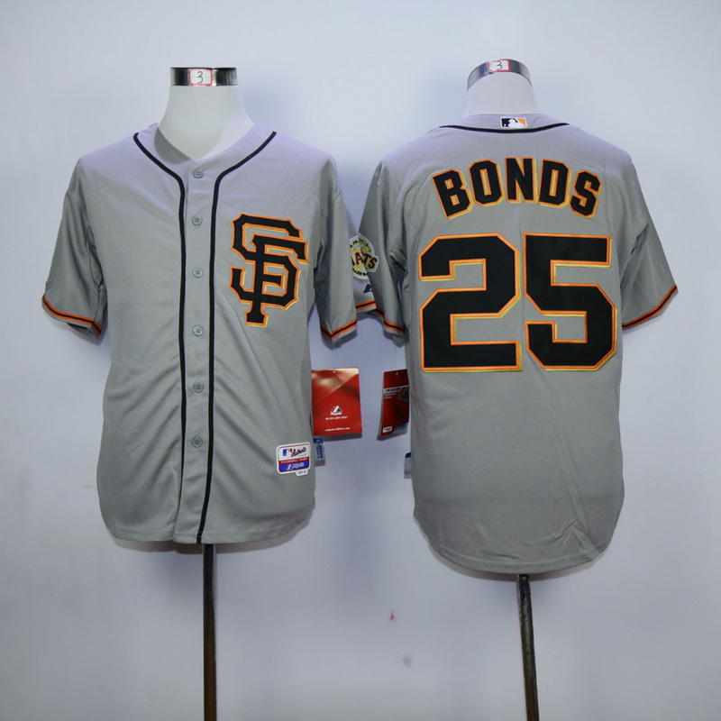 Men San Francisco Giants 25 Bonds Grey Throwback MLB Jerseys